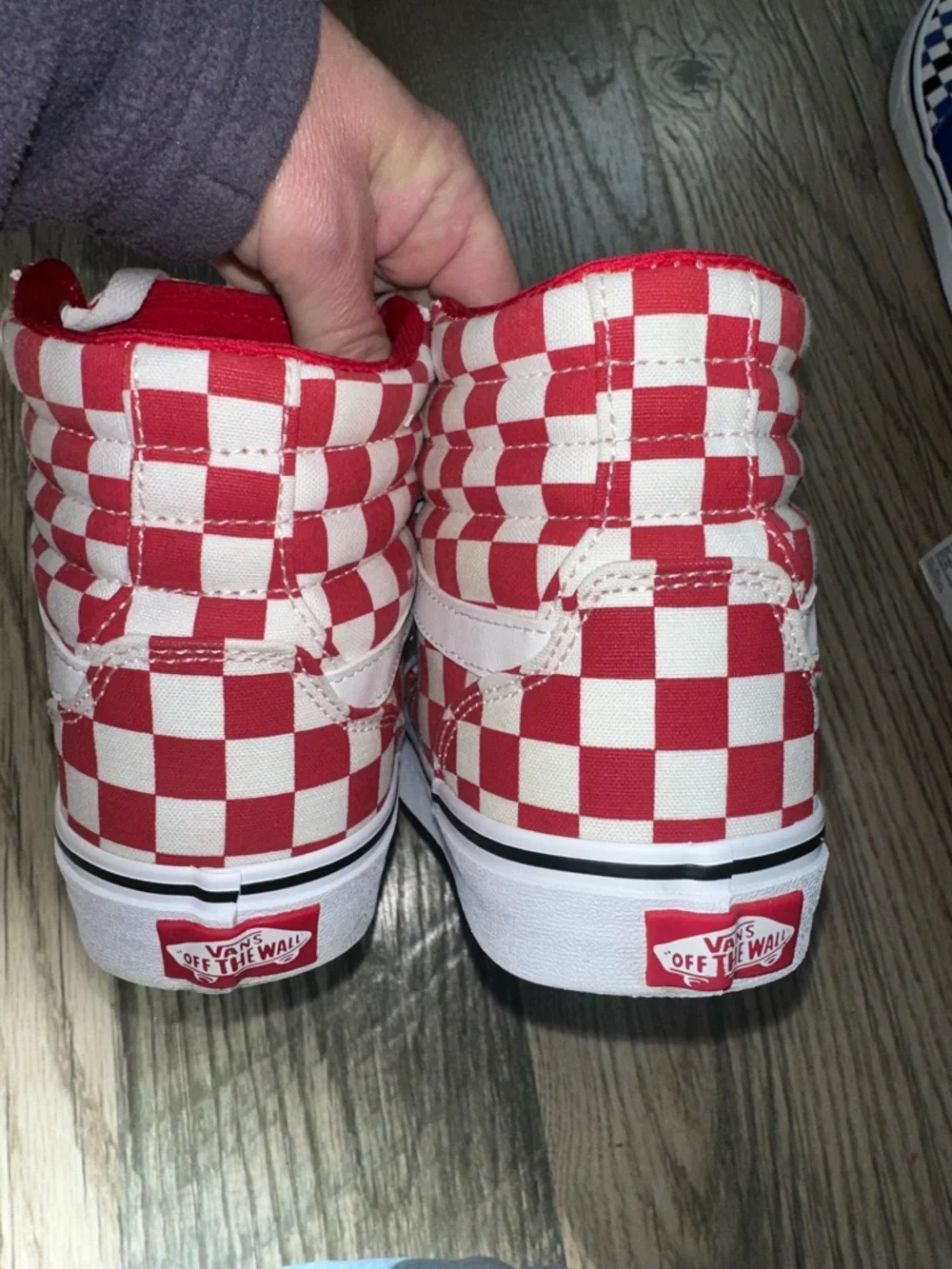 Vans Fillmore Hi checkerboard red‎ and white sneakers women’s size 7